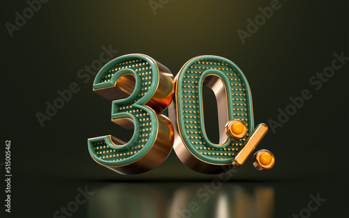 gold luxury 30 percent of number discount template background 3d render concept for sale promotion