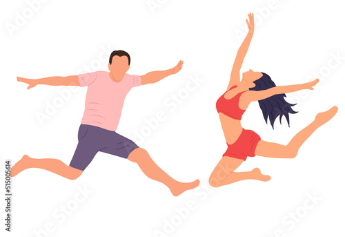 people jump on white background in flat design isolated , vector