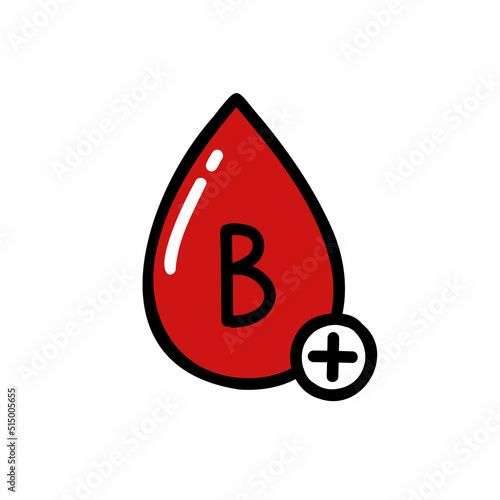 blood type doodle icon, vector color line illustration