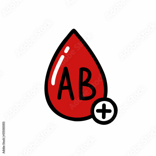 blood type doodle icon, vector color line illustration