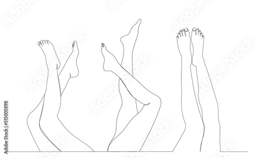 female legs drawing by one continuous line