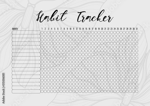 Habit tracker template for monthly.Planner checklist ready to print.Calendar table of habits for every day.