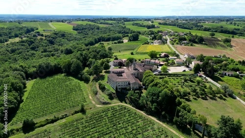 Aerial view bordeaux vineyard in summer, landscape vineyard . High quality 4k footage photo