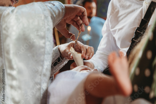Newborn baby during christening
