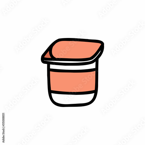 yogurt doodle icon, vector color line illustration