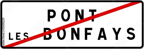 Panneau sortie ville agglomération Pont-lès-Bonfays / Town exit sign Pont-lès-Bonfays