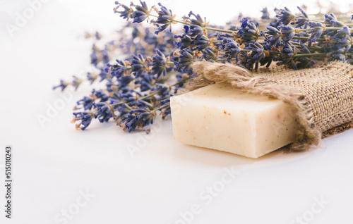 Aroma handmade soap with lavender flowers