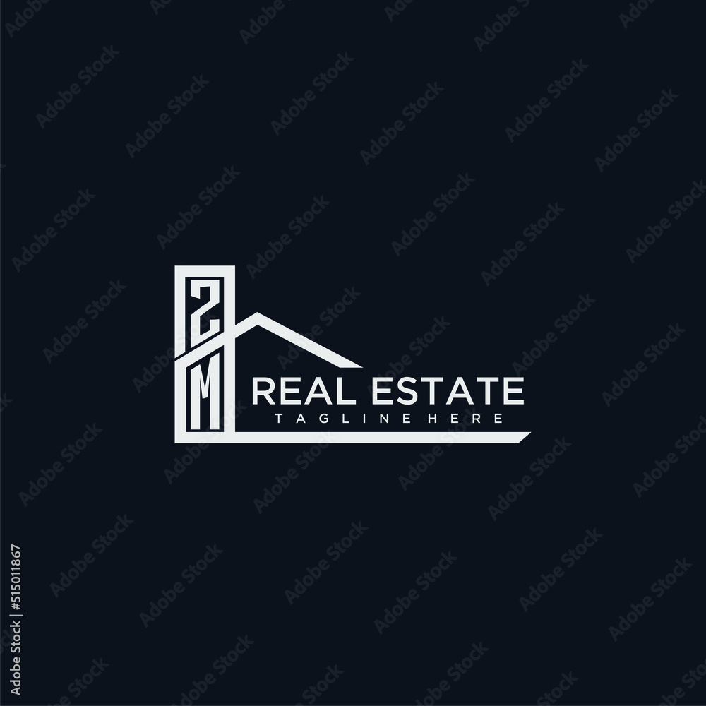 ZM initial monogram logo for real estate with creative home image Stock