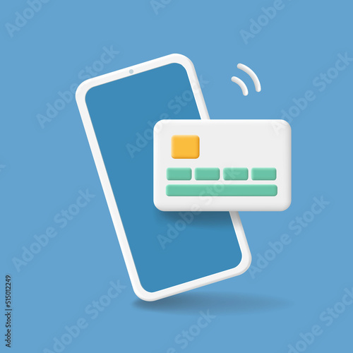 Mobile payment from credit card on the screen of smartphone. Internet banking concept. wireless money transfer. electronic payments