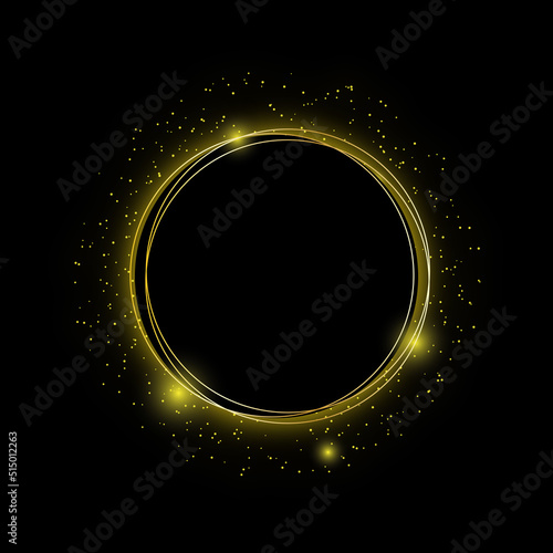 Shiny golden frame with sparkles and smoke Free Vector