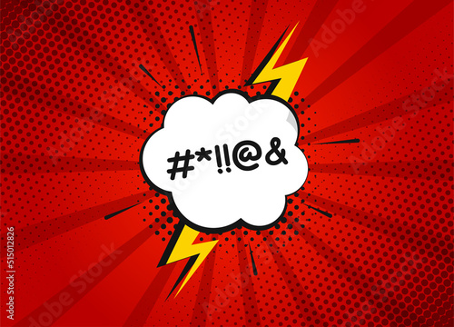 Swearing speech bubble. Comic book with cloud and cursing. Swear words symbols. Vector illustration isolated.