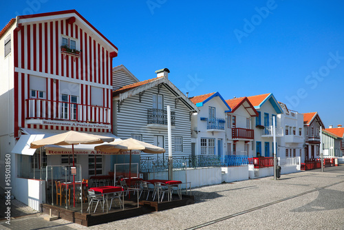 Typical houses of Costa Nova, Aveiro, Portugal.