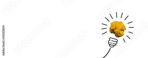 Konstfotografi Good idea sign concept with paper light bulb isolated in white background