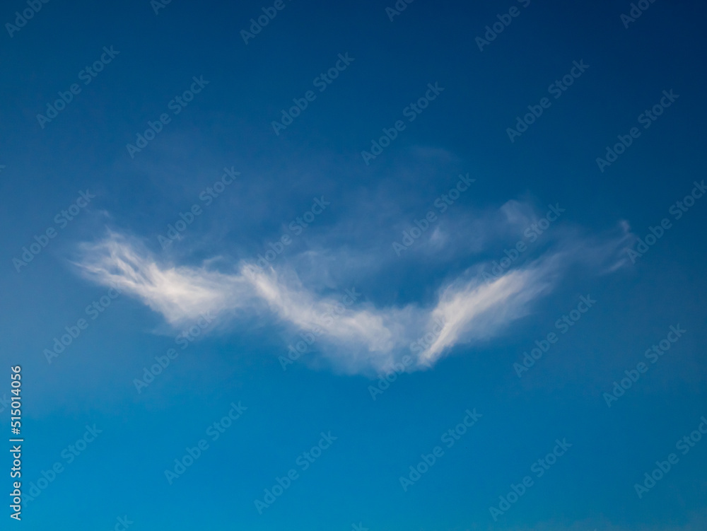 Clouds in the shape of beautiful angel wings. The sky changes from dark blue to light blue Clouds in the shape of beautiful angel wings. The sky changes from dark blue to light blue