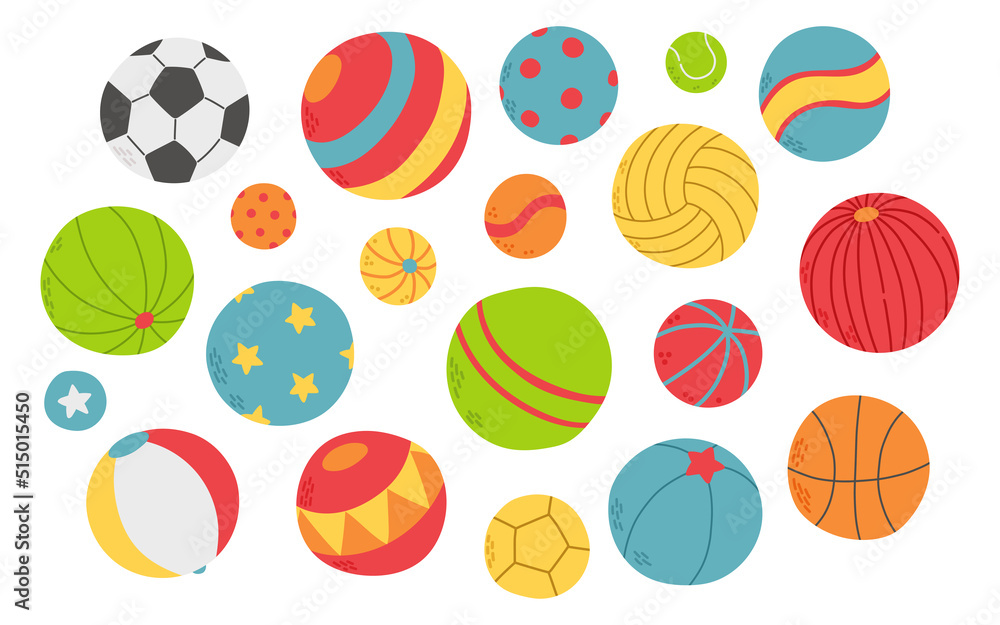 Balls set different colors and sizes vector