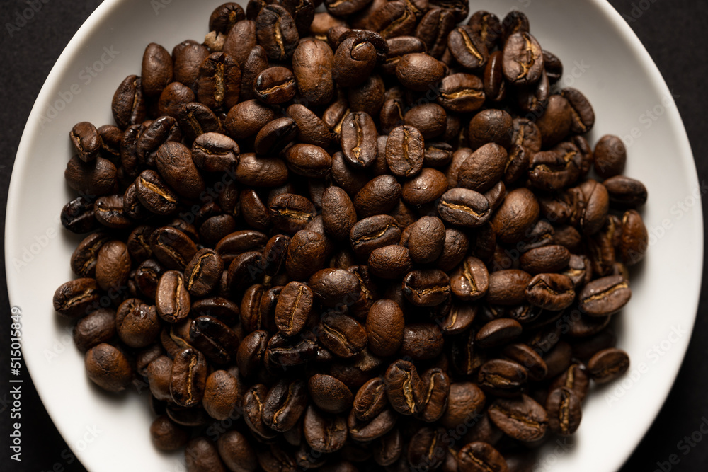 closeup of roasted coffee beans