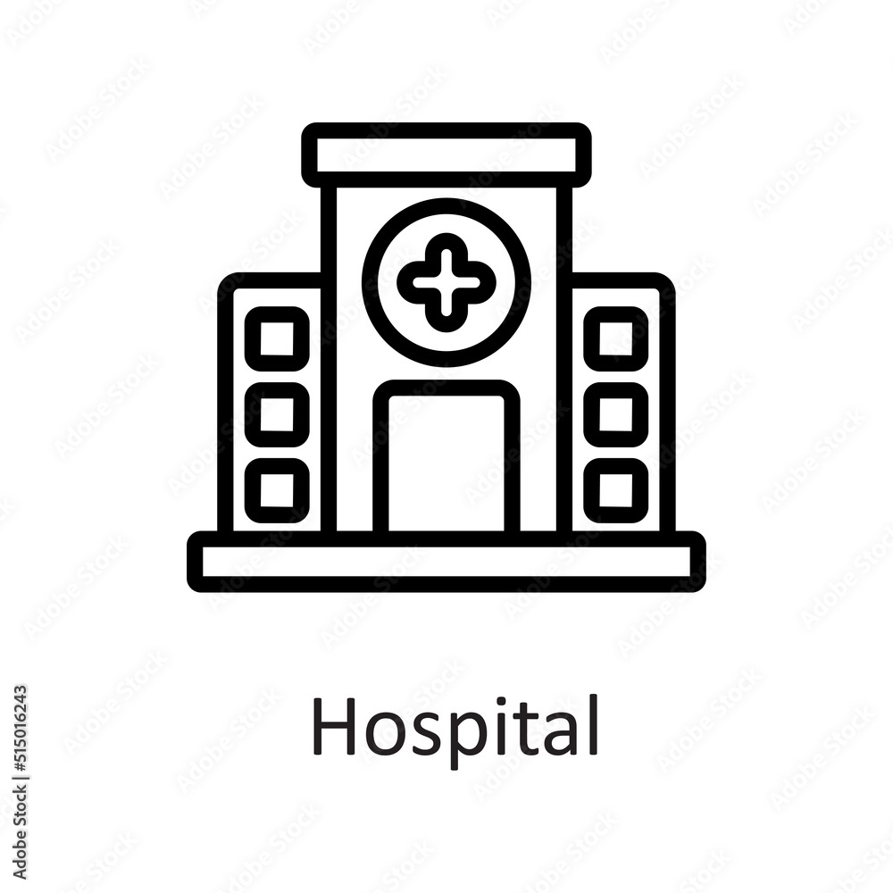 Hospital vector outline Icon Design illustration on White background. EPS 10 File Hospital vector outline Icon Design illustration on White background. EPS 10 File