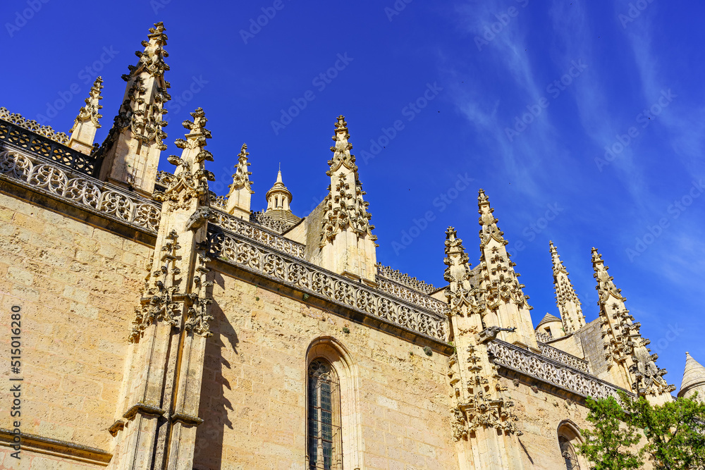 Gothic architecture typical of the medieval cathedral of Segovia, a world heritage site. Gothic architecture typical of the medieval cathedral of Segovia, a world heritage site.