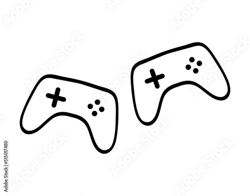 two joysticks icon. Computer gaming. Template design. Vector illustration. stock image.