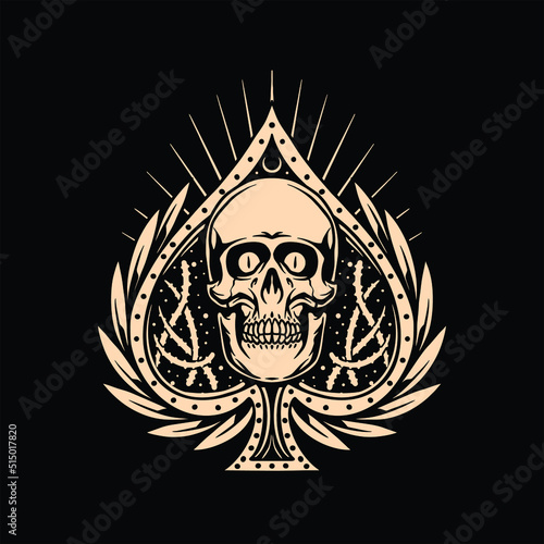 ace skull tattoo vector design