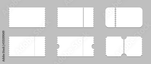 Blank white tickets. Vector illustration. stock image.