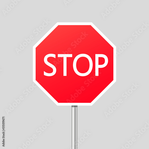 Red stop sign. Vector illustration. stock image. 