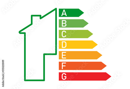 House energy scale. Ecology concept. Vector illustration. stock image.