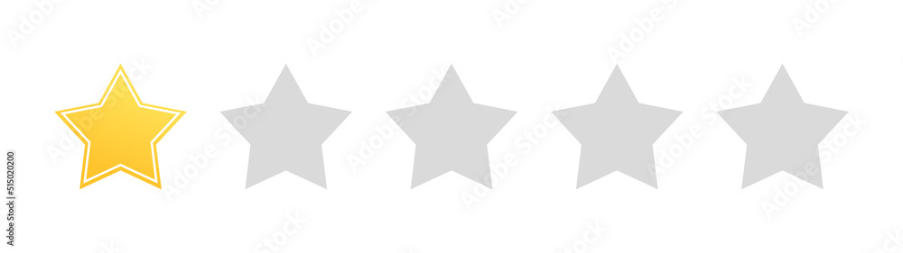 one stars rating button for experience reviews on application or website, stars rating. Vector illustration. stock image. one stars rating button for experience reviews on application or website, stars rating. Vector illustration. stock image.