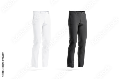 Blank black and white man pants mockup, side view photo