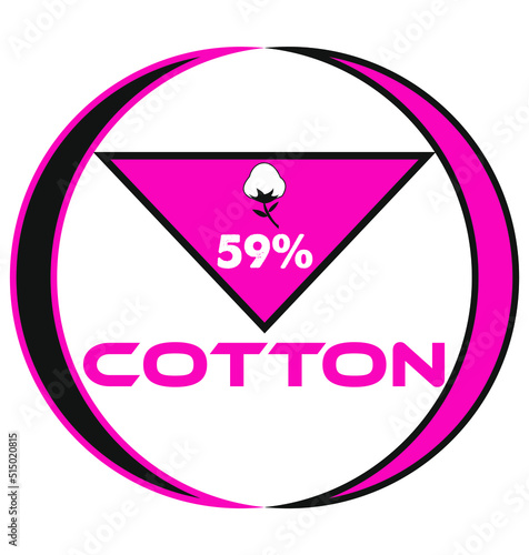 cotton vector art illustration sign symbol in pink circular shape business stamp isolated on white background