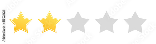 two yellow stars rating. Vector illustration. stock image.