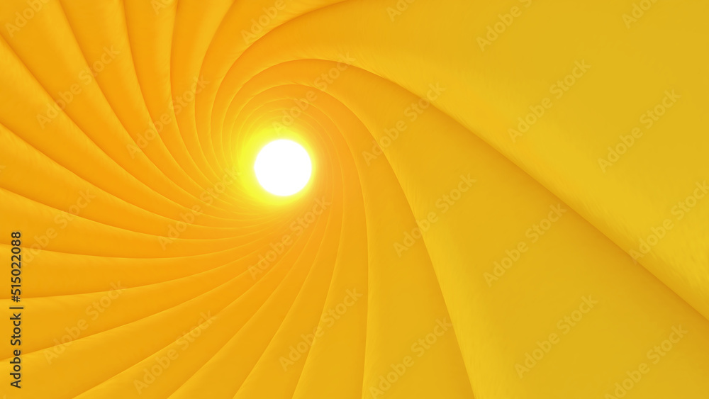 Fototapeta premium Abstract image of a swirl of a yellow tunnel.,geometric background,3d rendering
