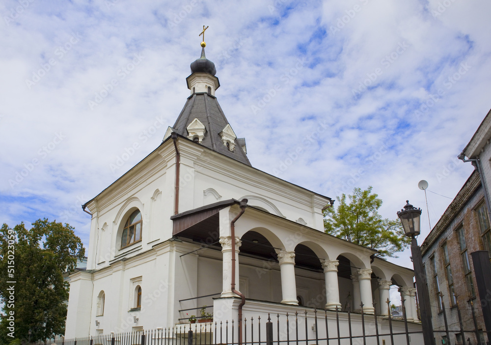 Belfry of the Church of St. Nicholas the Good in Pokrovskaya Street in Kyiv, Ukraine