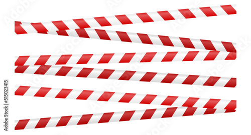 Red striped tape. Vector illustration. stock image. 