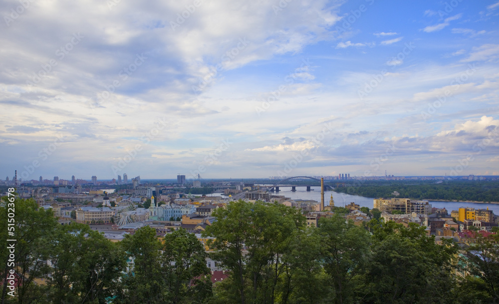 Kyiv cityscape panorama from Podil, Ukraine	
