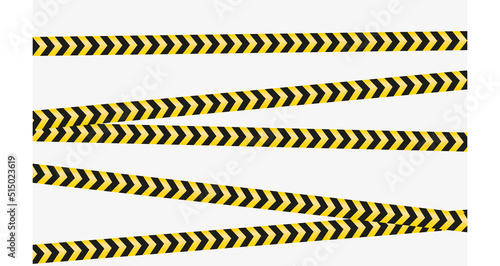 Ribbon banner with yellow striped tape fencing. Vector illustration. stock image. © Kravchenko