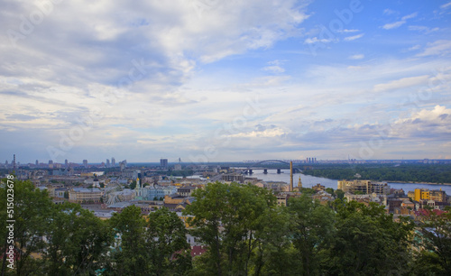 Kyiv cityscape panorama from Podil, Ukraine 