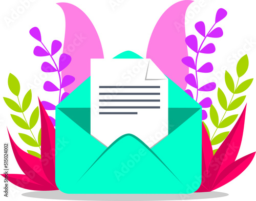 email envelop with flowers vector illustration.