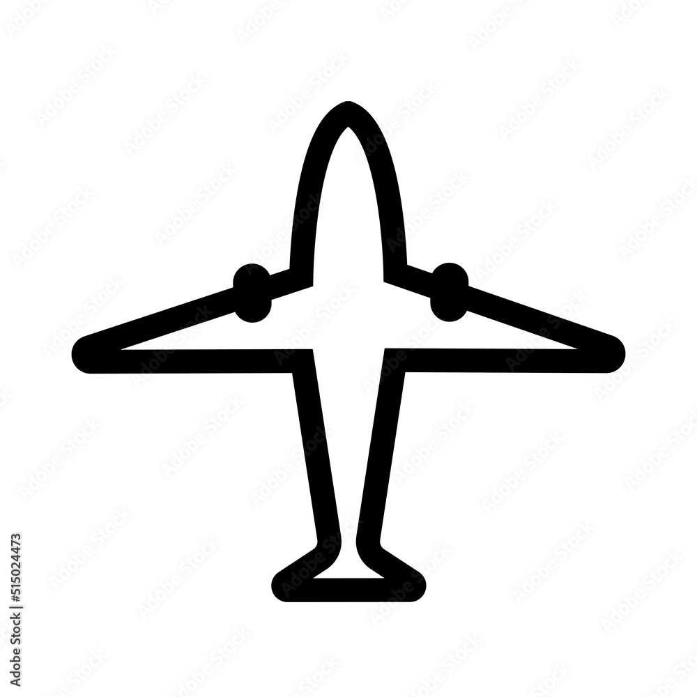 Plane icon. Flight transport symbol. Airplane icon vector. Icon of air transport, freight, travel. Vector illustration in outline style Plane icon. Flight transport symbol. Airplane icon vector. Icon of air transport, freight, travel. Vector illustration in outline style