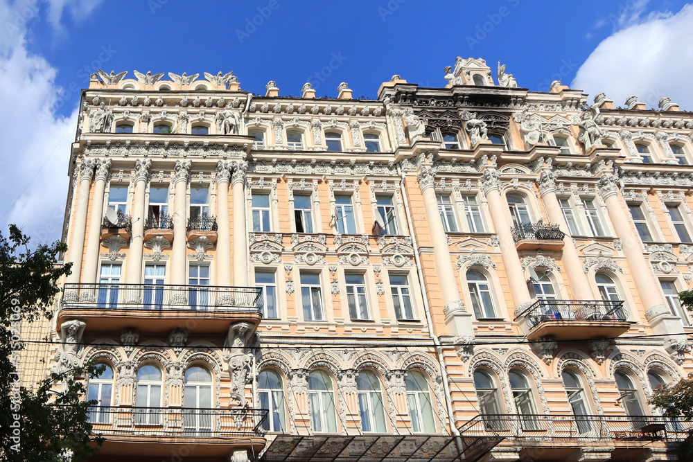 Beautiful building at Architect Gorodetsky Street in Kyiv, Ukraine