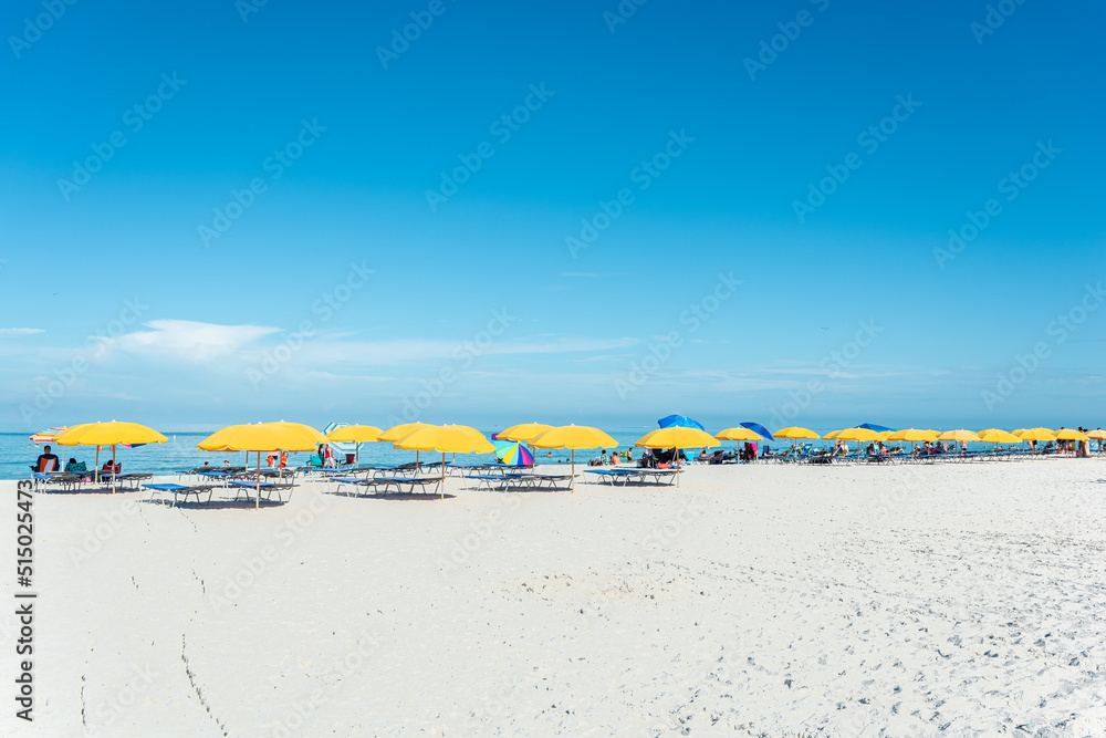 Beach life full of cabanas