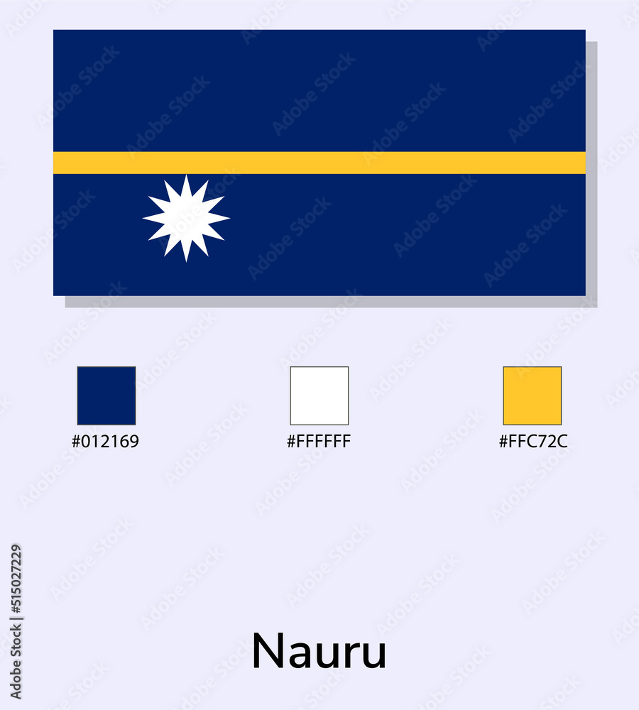 Vector Illustration of Nauru flag isolated on light blue background. Illustration Nauru flag with Color Codes. As close as possible to the original. ready to use, easy to edit. Vector Illustration of Nauru flag isolated on light blue background. Illustration Nauru flag with Color Codes. As close as possible to the original. ready to use, easy to edit.