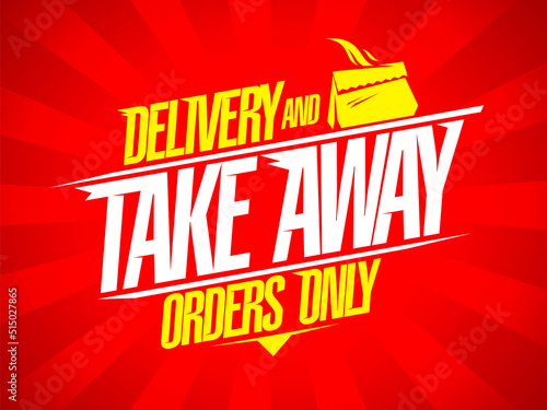 Food delivery and take away vector web banner