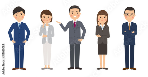 ビジネス チーム 全身 悩みポーズ