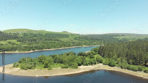 Wallpaper Mural Aerial drone shot of blue lake and green landscapes - Burrator Reservoir, Dartmoor National Park Torontodigital.ca