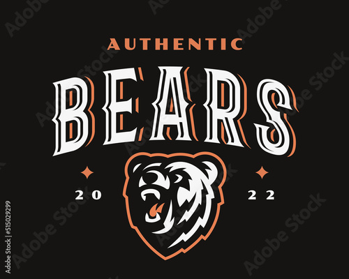 Bear head logo, emblem design editable for your business. Grizzly vector illustration.
