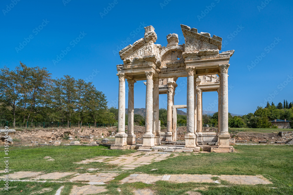 Tetrapylon Gate in Aphrodisias ancient city, Aydin, Turkey.