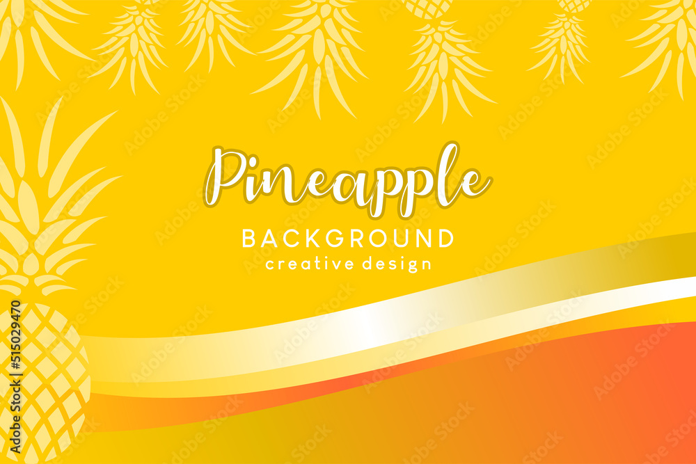 Simple orange yellow pineapple background with creative concept, vector illustration background
