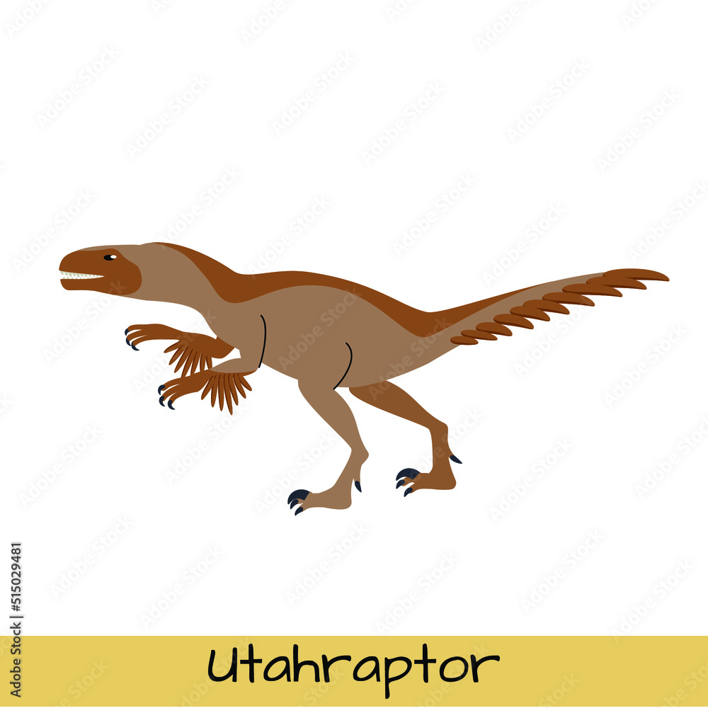 Utahraptor dinosaur vector illustration isolated on white background.