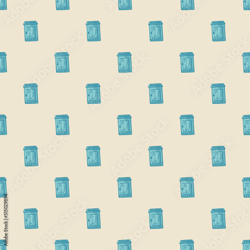 Mailbox engraved seamless pattern. Vintage letterbox in hand drawn style.